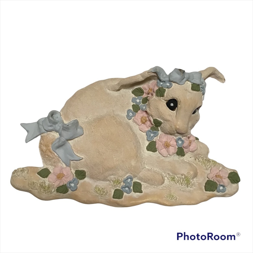 Vintage Country Cottage‎ Woodland Bunny Rabbit Pink Blue Ribbons Flowers Decor